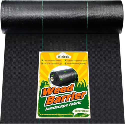 Winisok 3FT x 300FT Weed Barrier Landscape Fabric, 3.2oz Woven Garden Cloth, Heavy Duty Breathable Ground Cover for Landscaping, Gardening and Farming - size: 3ft x 300ft
