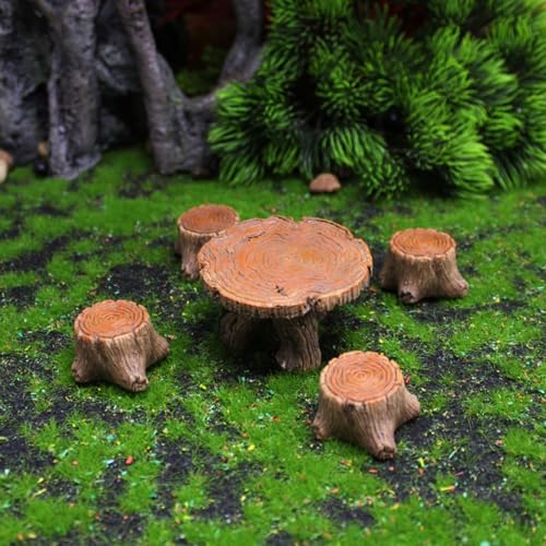 5 Pcs Miniature Table and Chairs Set for Fairy Garden, Resin DIY Craft Micro Landscape Decor, Tiny Home Accessories for Succulents, Terrarium, and Outdoor Ornaments - color: 5 Pcs Table and Chairs Set