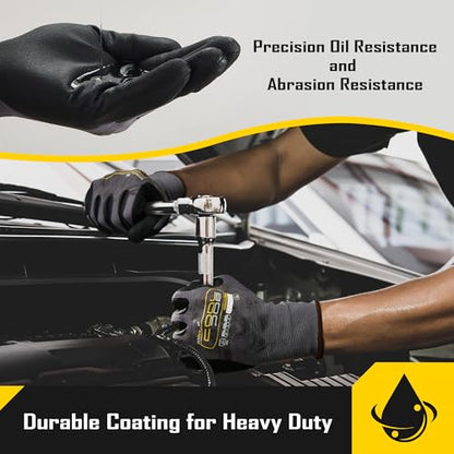 COOLJOB 3/12/36 Pairs Safety Work Gloves, Microfoam Nitrile Rubber Coated | Grip Nitrile Dipped Gloves with Full Fingers Touchscreen, Seamless Knit Nylon Gloves for Warehouse, Home Improvement, Large - size: Large, style: 3 Pairs