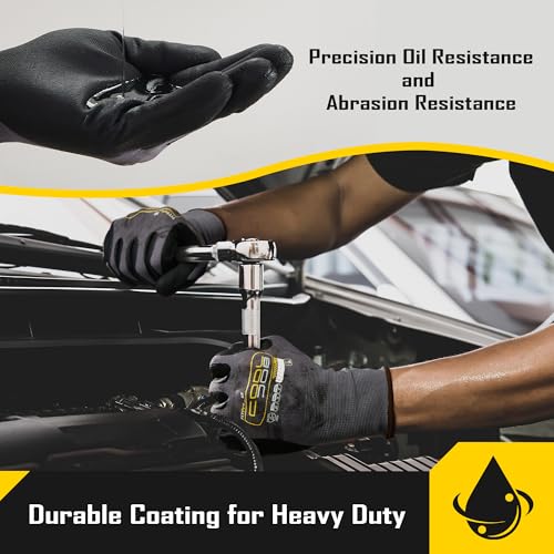 COOLJOB 6/12/36 Pairs Safety Work Gloves, Microfoam Nitrile Rubber Coated | Grip Nitrile Dipped Gloves with Full Fingers Touchscreen, Seamless Knit Nylon Gloves for Warehouse, Home Improvement, Large - size: Large, style: 6 Pairs