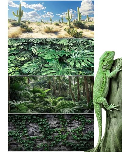 Breling 4 Pcs 48 x 18'' Reptile Tank Background 40/55/75 Gallon Tank - size: 48 x 18 Inch
