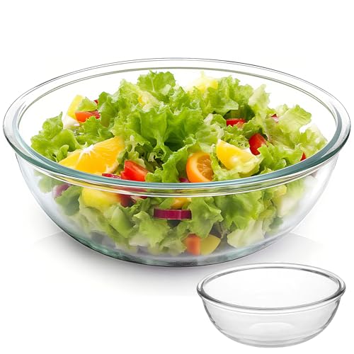 6.5 Qt Extra Large Glass Mixing Bowls, Clear Glass Bowl, Big Salad Bowl for Salad Fruit Bread Storage (6.5qt) - size: 6.5qt