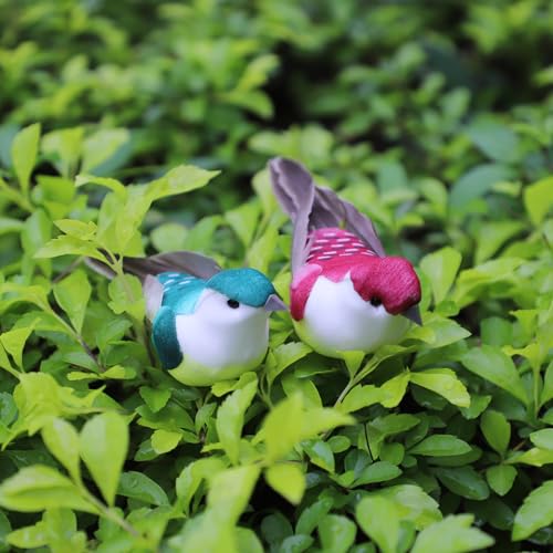 12pcs Artificial Birds Clip on Birds for Crafts Decorative Christmas Tree Ornaments Yard Patio Wreath Designs Flower Floral Arrangements Garden Home Decor (Clip Birds)