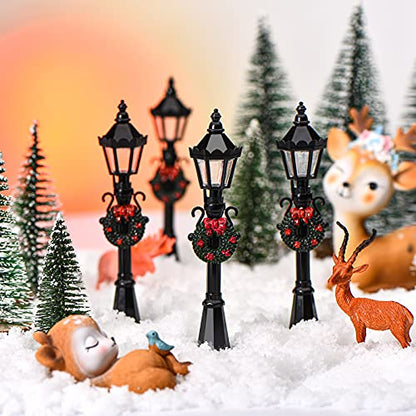 Honoson 4 Pcs Christmas Village Mini Street Lamp Dollhouse,Classic - style: Classic Style