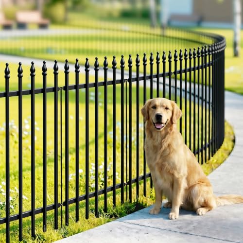 Thealyn 36"H x 28"W Metal Garden Fence, No Digging, Animal Barrier,11.6 Ft - color: Black, size: 36″ H x 11.5 ft (5 Panels)