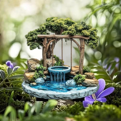 Wishing Well Waterfall Acrylic Garden Stake, Indoor and Outdoor Garden Acrylic Decoration, Idea Gift for Flower Potted Ornament and Landscape Beautification, Suitable for Courtyards and Lawn