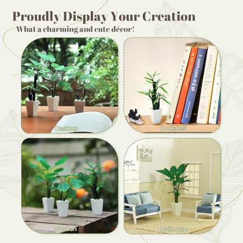 iLAND Crafts for Teens Girls Adult Women DIY Miniature Plants Craft Kits for Beginners Crafting Kits for Teens 14-16 Girls Mini Décor 1/12 Scale Accessories Making Set Crafty Gift Small