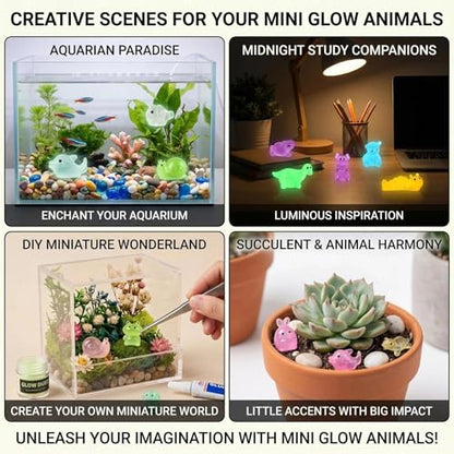 HKLMRO 100PCS Glow in The Dark Mini Resin Animals Mystery Blind Bag, Tiny Figurines for Fairy Garden, Dollhouse Decor, DIY Crafts, Kids Party Favors and Classroom Rewards