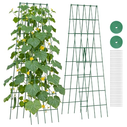 Suteck A-Frame Cucumber Trellis 59.4" 2 Pack, Foldable Metal - size: 59.4"