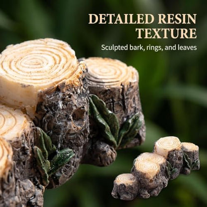 2Pcs Miniature Resin Stump Micro Landscape Fairy Garden Ornament Mini Doll House Outdoor Landscape Decor Outdoor Statues Garden Sculptures Outdoor Décor Miniature Landscape