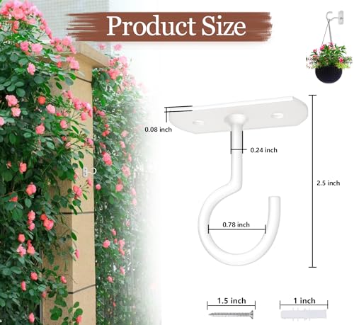 20Pack Ceiling Hooks Bulk for Hanging Plants 2.5in White - color: White, size: 2.5In 20Pack