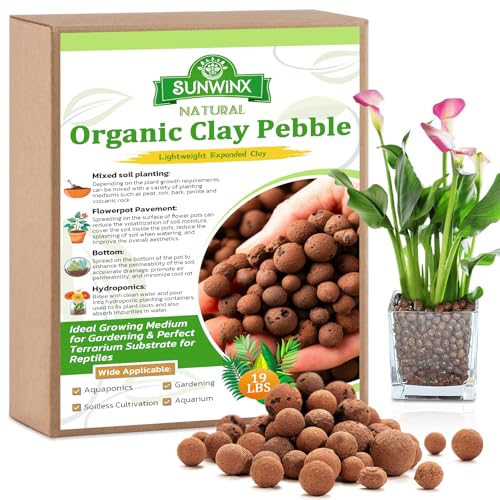 19LB Organic Leca Clay Pebbles for Plants, 4-16mm Natural Leca Ball - size: 19LB