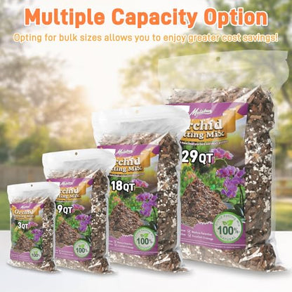 Orchid Bark Potting Mix - 29QT Natural Orchid Potting Mix for Repotting, Blended with Small Pine Bark and Perlite to Provide Ideal Ventilation and Good Drainage for Orchids and Other Potted Plants - size: 29 qt