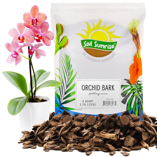 Soil Sunrise 100% Organic Orchid Potting Bark (4 Quarts) All-Natural USA-Sourced Pine Bark Orchid Mix Additive - size: 4 Quarts