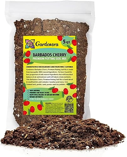 Organic Barbados Cherry Plant Soil Mix by Gardenera - Cultivate Fruity Excellence with Natural and Nutrient-Rich Formula - 5 Quart - size: 5 QUART