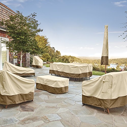Classic Accessories Veranda Water-Resistant 108 Inch Rectangular Patio Bar Table & Chair Set Cover, Patio Covers for Outdoor Furniture - size: 108"L x 82"W x 34"H