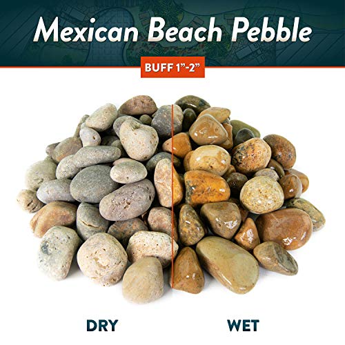 Mexican Beach Pebbles | 2000 Pounds of Smooth Unpolished Stones | Hand-Picked, Premium Pebbles for Garden and Landscape Design | Buff, 3 Inch - 5 Inch - color: Buff, size: 3 Inch - 5 Inch