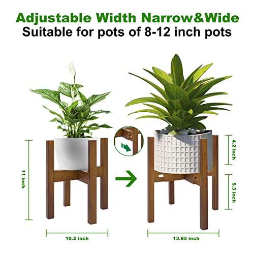 Rnined Adjustable Plant Stand Indoor,Bamboo Mid Century Modern Plants Stands, Stable Plant Holder,Fit 8 9 10 11 12 inch Pots (Pot & Plant Not Included) (Pack of 20) - color: walnut, size: 8-12in (Pack of 20)