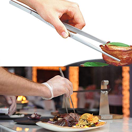 2 Pcs 12-Inch Fine Tweezer Tongs,Extra-Long Stainless Steel Tweezers Tongs - color: Silver