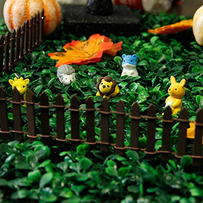 Miniature Fairy Garden Fence, DIY Wood Picket Fence Mini Ornament (Brown) - color: Brown