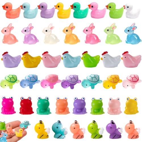 Mini Ducks Animals Variety Pack 50 Little Animals Figures, Pink - color: Rabbit-pink