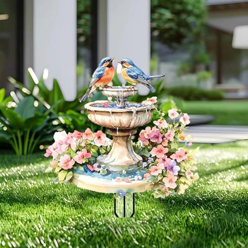 Bird Garden Stakes Decor Yard Acrylic - 2D Spring Garden Acrylic Sign Decoration, Fantasy Yard Art, Gift for Nature Lovers, for Indoor & Outdoor Flower Pots, Yard, Mini Gardens & Lawn (5.9”x5.9”) Y64