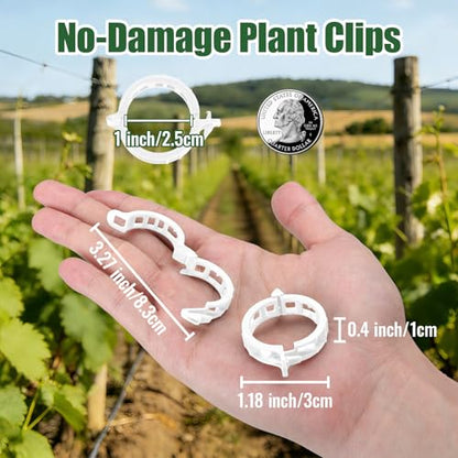 300Pcs Thickened Tomato Clips, Plant Support Clips Plastic Trellis Clips | Plant Clips for Grape Vine, Tomato Vine, Vegetable Plants, to Grow Upright Makes Plants Healthier, White - color: White