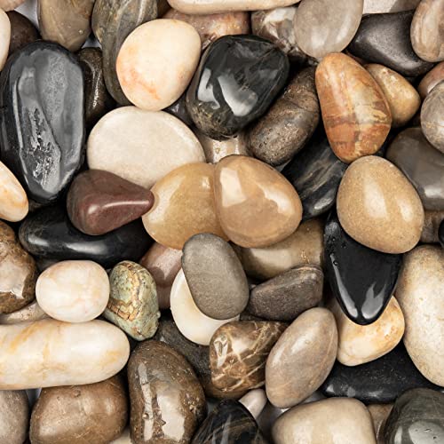11lbs Mix Natural River Rocks, High-Polished Pebbles for Plants Garden, 1-2 inch Decorative Mix Stones, Ideal for Fish Tank, Vases, Crafting, Home Decor and Garden Landscaping Rocks,Mix - size: 11 Pounds, style: Mixed