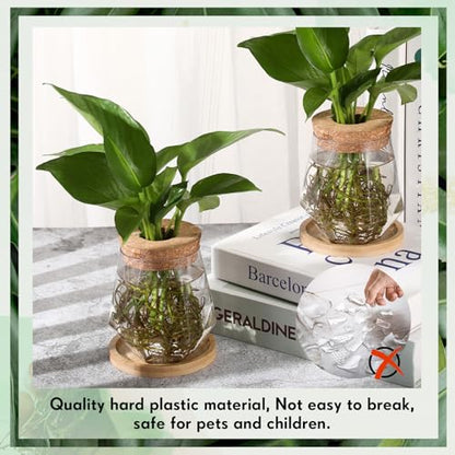 12 Packs Propagation Vases for Plants Plastic Plant Propagation with Hole Lid and Bamboo Stand Growing in Water Hydroponic Home Office Desktop Vase Decoration (Cup Style) - style: Cup Style