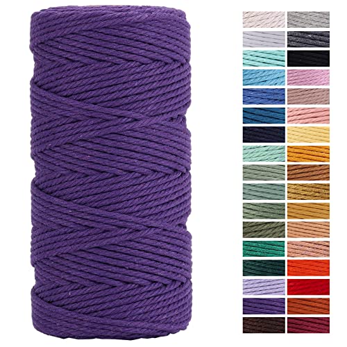 Dark Purple Macrame Cord 3mm x 109Yards,Colored Cotton Rope Craft Cord Colorful Cotton Cord Twine for Wall Hanging Plant Hangers Crafts Knitting Decorative Projects - color: Dark Purple, size: 3mm x 109yards