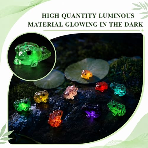 20 Pcs Glow in the Dark Mini Resin Frog, 10 Simulated Lotus Leaves