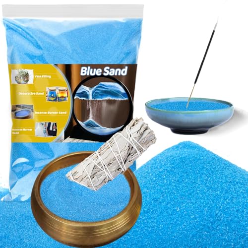 RAINFLOW 15oz Fine Blue Sand - Colored Quartz Sand for Crafts & Decor | Decorative Sand for Aquarium Tank, Wedding Unity Ceremony, Zen Garden, Vase Filler & Incense Burner & Substrate - color: Blue, size: 15 OZ