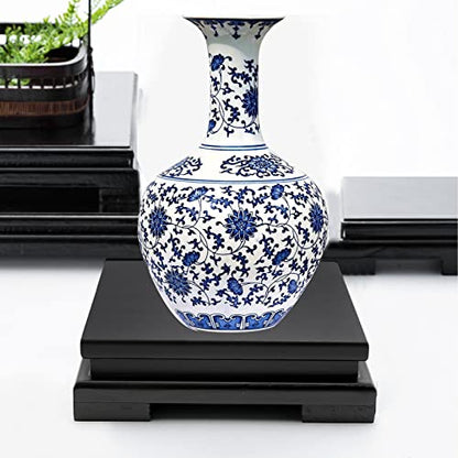 Hoypeyfiy Wooden Display Stand, Black Square Wood Display Base for Teapot Vase Bonsai Pot Statue Ornament Tabletop Home Decoration, 9.09 x 9.09 x 1.69 Inch