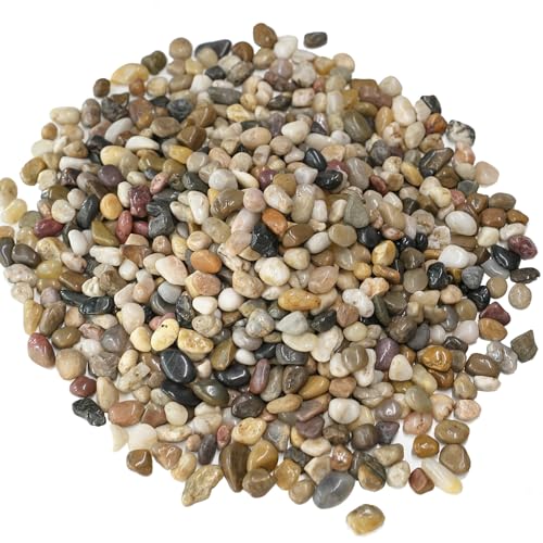 5 lbs Pebbles for Indoor Plants, Vase, Succulent, 3/8" Gravel for Plants, Pots Indoor, Bamboo Rocks for Bamboo Plants, Decorative Small River Rock, Highly Polished - color: Mixed Color 3/8 Inch