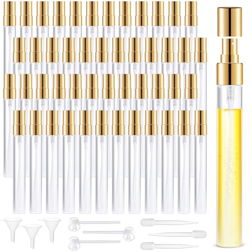 BESNEL Mini Glass Spray Bottle 50pcs 10ml Clear Perfume Spray Bottle Empty | Fine Mist Refillable Mini Perfume Spray Bottle, Perfume Atomizer, Travel Spray Bottle, Small Empty Sample Containers Portable - style: Spray Bottle10ml-50P
