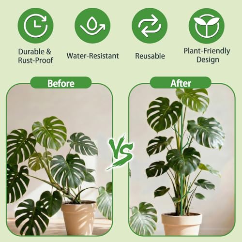 Telescoping Monstera Support Stakes, Detachable Plant Sticks 4 Pack | 17.3IN to 43.3IN detachable branch plant stakes, plant sticks support tall for indoor & outdoor potted climbing plants. - size: 4PACK-43.3in