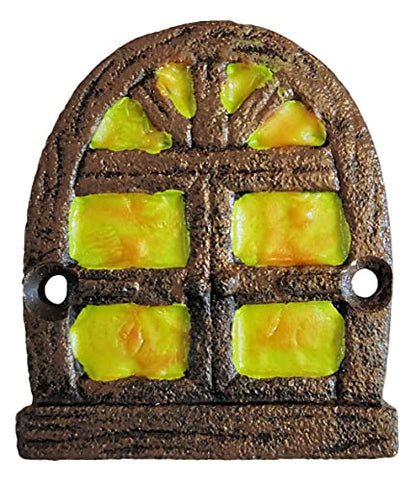 Lulu Decor 100% Cast Iron Miniature Fairy Door + 2 Windows with Glow in Dark Paint, Garden Ornament for Bottom of Trees (5-Inch)