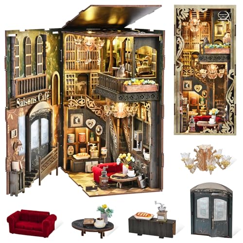 MiniCity Saisons Cafe DIY Book Nook Kit, Miniature House Puzzle with LED - color: Saisons Café