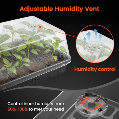 SOLIGT Thick Plastic 3-Set Strong Seed Starter Trays with 5" Humidity Domes | for Seed Starting, Germination, Seedling Propagation & Plant Growing, Holds 144 Cells in Total - size: 3 Set
