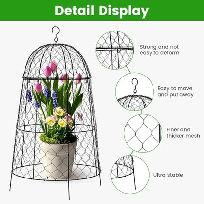 Plant Protector Chicken Wire Cloche 8 Psc, 20×12.6in Large Garden Plant Cage Protector, Split Design and Anti-Rust Coated Metal Plant Cover for Outdoor Plants, Wire Plant Protectors from Animals - size: Set of 8 (20 inch high)