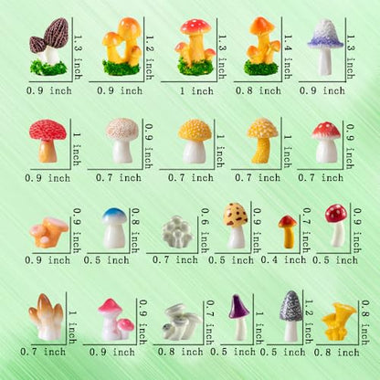 JKanruh 22 Pcs Miniature Resin Mushroom,Fairy Garden Mushrooms for Outdoor Home Décor,Cake Decoration,DIY Crafts,Landscape Plant Pots Accessories …