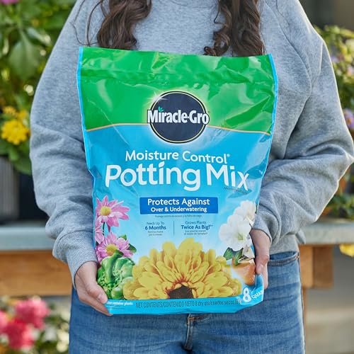Miracle-Gro Moisture Control Potting Mix - Plant Soil For Container Plants, Protects against Over- and Under-Watering, 8 qt. (3-Pack) - size: 3-Pack, style: 8 qt.