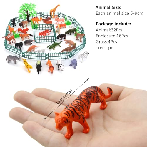 PINOWU Realistic Mini Wild Zoo Animals Figurines Toys 32 Pcs Gift Set for Education and Party Favors, Plastic Forest Safari Animals Lion, Hippo, Tiger, Bear, Elephant, Giraffe etc (Pack of 3) - size: Small (Pack of 3)