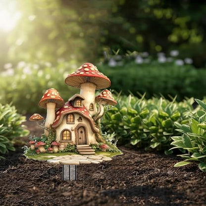 Mushrooms Garden Stakes Decor Yard Acrylic - 2D Spring Garden Acrylic Sign Decoration, Yard Art, Gift for Nature Lovers, for Indoor & Outdoor Flower Pots, Yard, Mini Gardens & Lawn (5.9”x5.9”) Y03