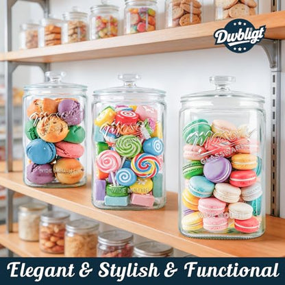 Glass Cookie Jars with Lids Airtight, 1.5 Gallon Glass Jar, 2 Pack | 5.7''Wide Mouth, Glass Lid, Scale Mark, Heavy Duty Glass Canisters for Kitchen Counter, Pantry, Sugar, Dog Treat - size: 1.5 Gallon