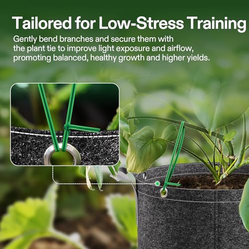 VIVOSUN Twist Ties, 164 ft (50m) PE-Coated Green Plant Ties with Cutter, Reusable & Flexible Tomate Ties for Plant Support, Indoor Outdoor Gardening, Cable Management, Home Office Organization | Reusable & Flexible Tomate Ties for Plant Support, Indoor Ou