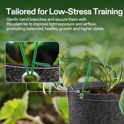 VIVOSUN Twist Ties, 164 ft (50m) PE-Coated Green Plant Ties with Cutter, Reusable & Flexible Tomate Ties for Plant Support, Indoor Outdoor Gardening, Cable Management, Home Office Organization | Reusable & Flexible Tomate Ties for Plant Support, Indoor Ou