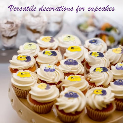 96 Pcs Pressed Edible Flowers, Purple, Flower Style | Natural Dried Flowers for Cake Topper Cupcake, Cocktails Garnish, Resin Jewelry DIY, Soap, Candle Making Art Crafts - color: Purple, style: Flower Style