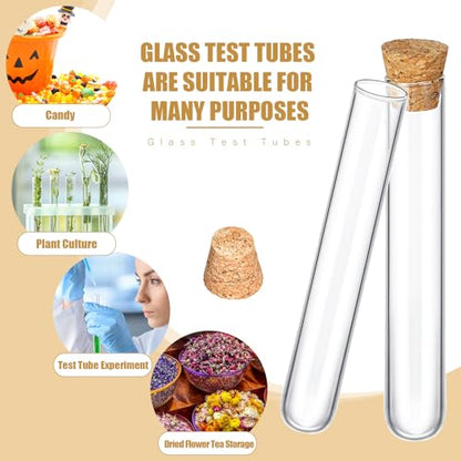 Thyle 100pcs Glass Test Tubes Bulk with Cork Clear Stoppers, 15x100mm/13ml - size: 15x100mm/13ml