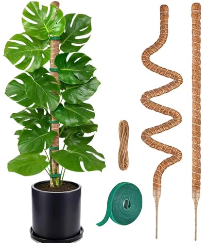 MAFONE 2 Pack 28” Bendable Moss Pole Monstera Plant Support | Bendable Stakes for Potted Climbers Tall Sticks Indoor Trellis Plant Pole Moss Plant Stick Support Stake Kit - size: 28inch